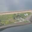 Aerial view of Chanonry Point, Black Isle, looking NE to lighthouse, pier & cottages.