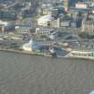 Aerial view of Dundee city centre and part of waterfront, looking NW.