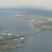 Oblique aerial view of the Kessock Bridge, Inverness, looking W.