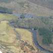 Almost overhead aerial view, looking S across Eilan an Daraich in the Black Water, near Contin.