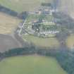 Oblique aerial view of Aberlour walled garden & campsite, Moray, looking S.