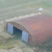 Aerial view of disused airfield hangar, Fearn Airfield, Tarbat Ness.