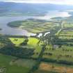 Oblique aerial view of Skibo Castle and Home Farm on the northern side of the Dornoch Firth, looking W.