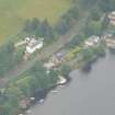 An oblique aerial view of Temple pier on the north western shore of Loch Ness, looking NW.