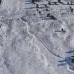 Aerial view of Strath Sgitheach hut circle settlement and later sheepfold, near Dingwall, Easter Ross, looking ESE.