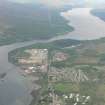 Aerial view of site of Pulp Mill at Corpach on Loch Linhe and along Loch Eil, looking W.