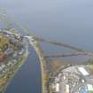 Aerial view of Muirtown Basin and Sea Lock of the Caledonian Canal, Inverness, looking NNW.