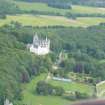 Aerial view of Dunrobin Castle kitchen and walled garden, East Sutherland, looking NNW.