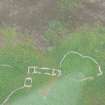 Aerial view of Backies farmstead and enclosures, near Dunrobin, East Sutherland, looking N.