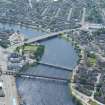Aerial view of Friar's Bridge, Black Bridge and the Railway Viaduct, Inverness, looking SSW.