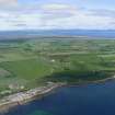 Aerial view of Hilton of Cadboll Village and harbour, Tarbat Ness, Easter Ross, looking  NNW.