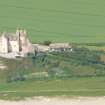 Aerial view of Ballone Castle as restored, Tarbat Ness, Easter Ross, looking NW.