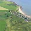 Aerial view of W end of Portmahomack village, Tarbat Ness, Easter Ross, looking W.