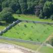 Aerial view of Dunrobin Castle walled garden, East Sutherland, looking WNW.