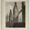 Roslin, Roslin Chapel.
Engraved view of butresses, pinnacles etc. at the North East corner.
Insc: 'Engrav'd by Wm. Woolnoth, from a drawing by Joseph Gandy. Roslyn Chapel (View of Butresses, Pinnacles &c at the NE corner). To Richard  Westall, Esqr. R.A. whose various Paintings of Mythology and Poetical subjects are justly esteemed by many eminaent connoisseurs and equally admired by his obedient Servant, J.Britten'
