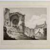 Engraving.
General view.
Insc: 'Ruins of Pitsligo'