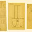 Gallery plan of church.  Attic floor plan of manse.