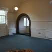 Evaluation Photograph, Room 1- view of archway and bay window in NE interior wall, facing W, Old Coates House