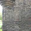 Evaluation Photograph, Detail of bartisan and gun loop at SE corner of building and blocked window below, facing NE, Old Coates House