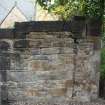 Evaluation Photograph, Reclaimed date stone in wall adjacent to Old Coates House, facing NW, Old Coates House