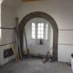 Evaluation Photograph, Room 1- view of archway and bay window in NE interior wall, facing W, Old Coates House