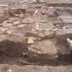 Archaeological excavation, S facing section through test-pit 13, Auldhame, East Lothian