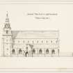 Aberdeen, Chanonry, St Machar's Cathedral.
Scale drawing of the South elevation of the cathedral.
Title: 'St Machar's Cathedral, Aberdeen'.