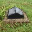 Rhobodach: The glazed canopy covering the escape hatch at the NW corner of the air raid shelter