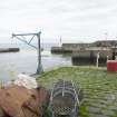 Port Seton Harbour, view of winch and harbour entrance.