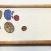 View showing contents of second drawer from the top of cabinet containing intaglios and wooden plaques.