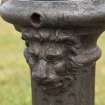 Port Seton, Links Road.  Victorian cast iron drinking fountain. Detail of lion's head.