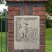 Port Seton, North Seton Park, King George V public park. East pillar and plaque at main entrance.