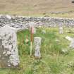 Graveyard survey, Figure 12, Gravestone 5 with natural gravestone to the N, St Kilda
