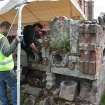 Watching brief, Working shot of sculptured stone removal, Coldingham Priory