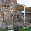 Watching brief, View of facing at N end of lapidarium wall near arch, Coldingham Priory