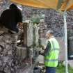 Watching brief, Working shot of stone removal in lapidarium wall, Coldingham Priory