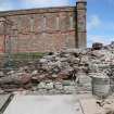 Watching brief, View of refectory wall prior to removal of loose wall core, Coldingham Priory