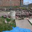 Watching brief, View of column in refectory wall, Coldingham Priory