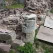 Watching brief, View of column in refectory wall, Coldingham Priory