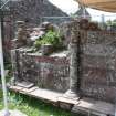 Watching brief, View of E facing S transept wall showing blocked window, Coldingham Priory