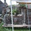 Watching brief, View of E facing S transept wall showing blocked window, Coldingham Priory