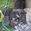 Watching brief, View of S lapidarium wall after removal of weeds, Coldingham Priory