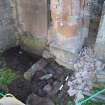 Watching brief, View of S lapidarium wall after removal of weeds, Coldingham Priory