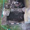 Watching brief, View of S lapidarium wall after removal of loose soil and rubble core, Coldingham Priory