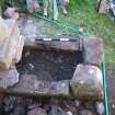 Watching brief, View of S lapidarium wall after removal of loose soil and rubble core, Coldingham Priory