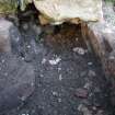 Watching brief, View of S lapidarium wall after removal of loose soil and rubble core, Coldingham Priory