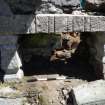 Watching brief, View of middle alcove in lapidarium wall showing removed rubble core to rear, Coldingham Priory