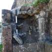 Watching brief, View of wall core and retaining wall in S transept, Coldingham Priory