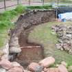 Watching brief, General shot for retaining wall in W cloister, Coldingham Priory