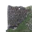 Historic Building Survey photograph, From W, External W-facing elevation, Coroghon Castle, Canna